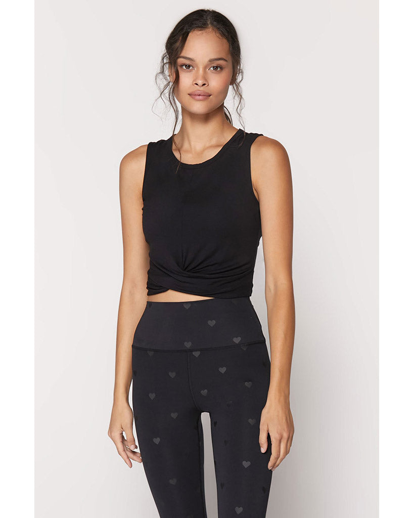 Spiritual Gangster Muse Twist Front Tank Top - SP13611005 - Womens - Black - Activewear - Tops - Dancewear Centre Canada