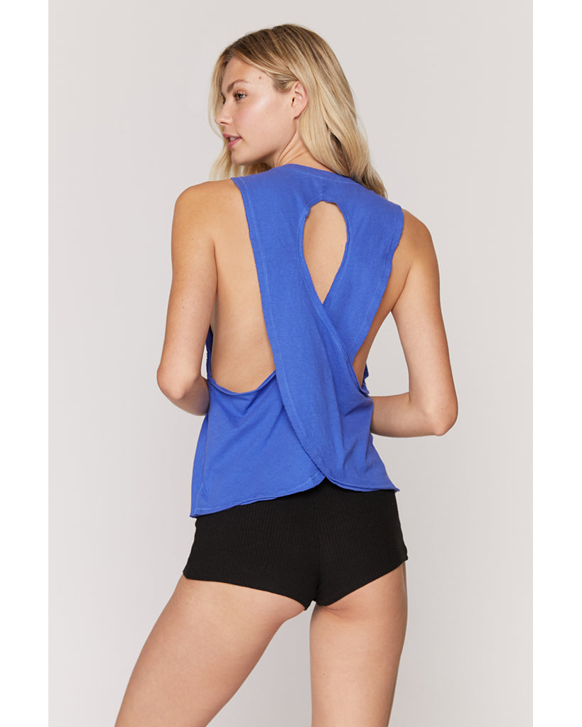 Spiritual Gangster Namaste Surplice Back Swing Tank - Womens - Bluebell - Activewear - Tops - Dancewear Centre Canada