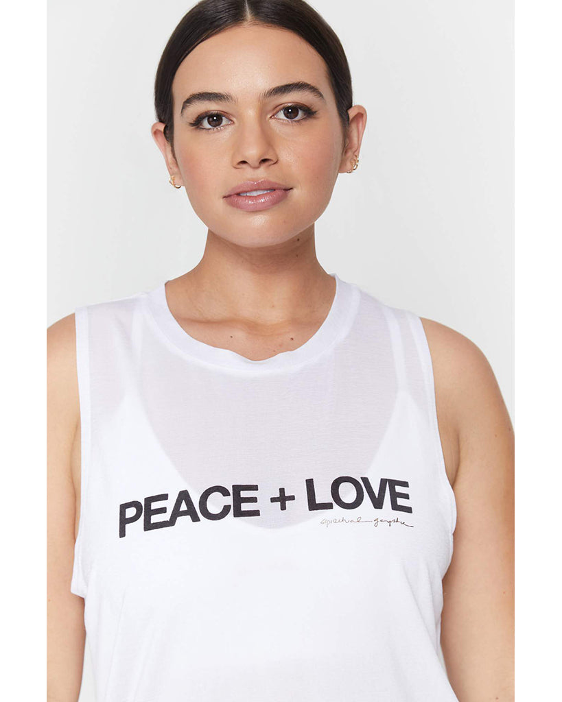 Spiritual Gangster Peace Active Muscle Tank - HO13611002 - Womens - White - Activewear - Tops - Dancewear Centre Canada