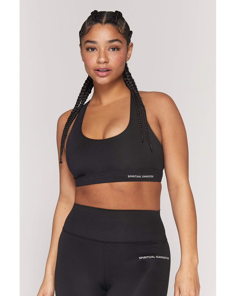 SPIRITUAL GANGSTER SEAMLESS HALTER TOP - BLACK – Work It Out