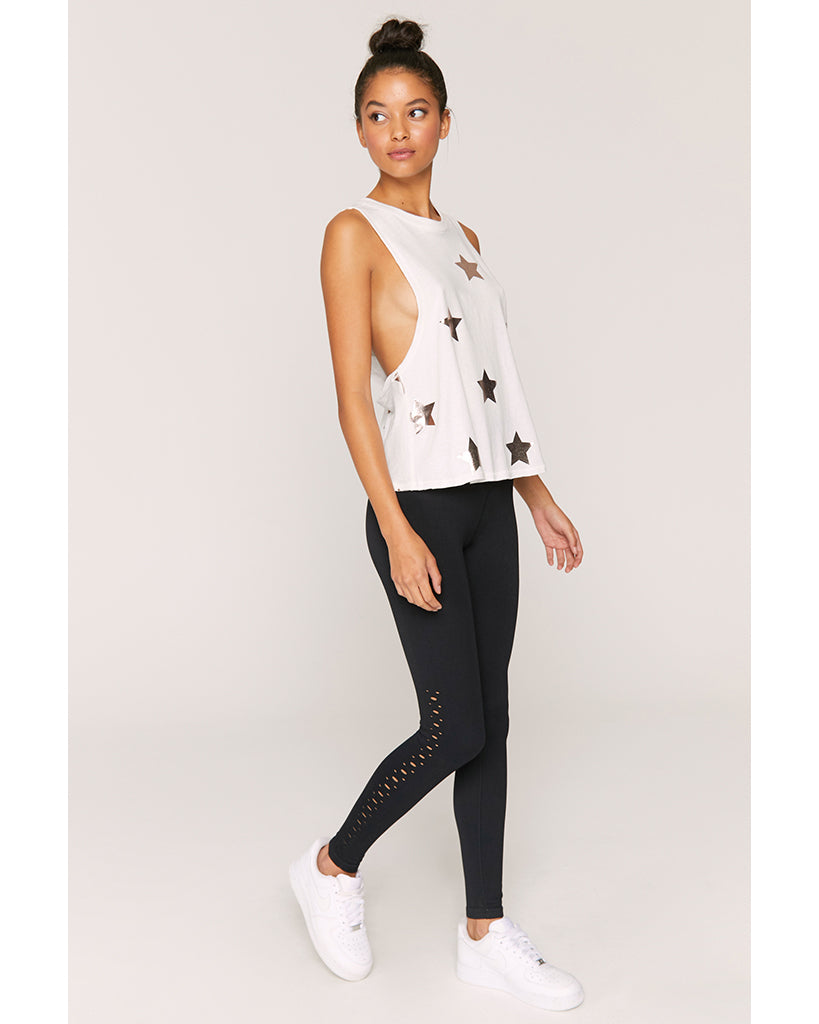 Spiritual Gangster Surplice Back Swing Tank - Womens - Rose Gold Star Print - Activewear - Tops - Dancewear Centre Canada