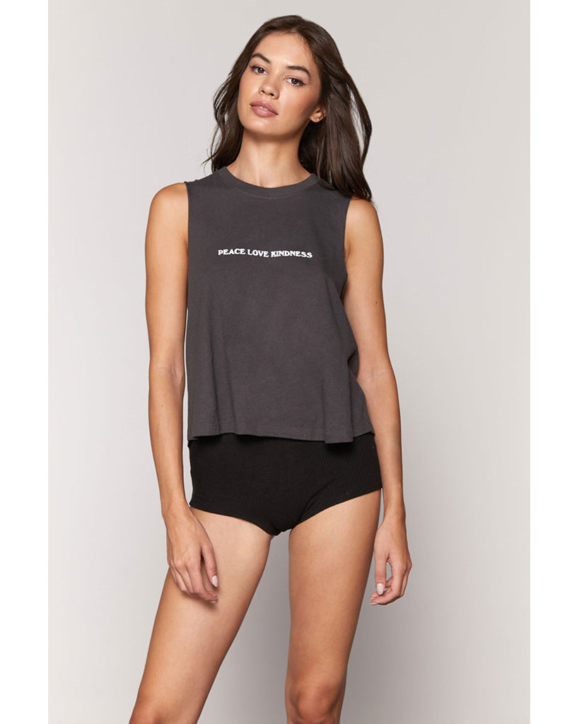 Spiritual Gangster Vibes Crop Tank - SP10411009 - Womens - Vintage Black - Activewear - Tops - Dancewear Centre Canada