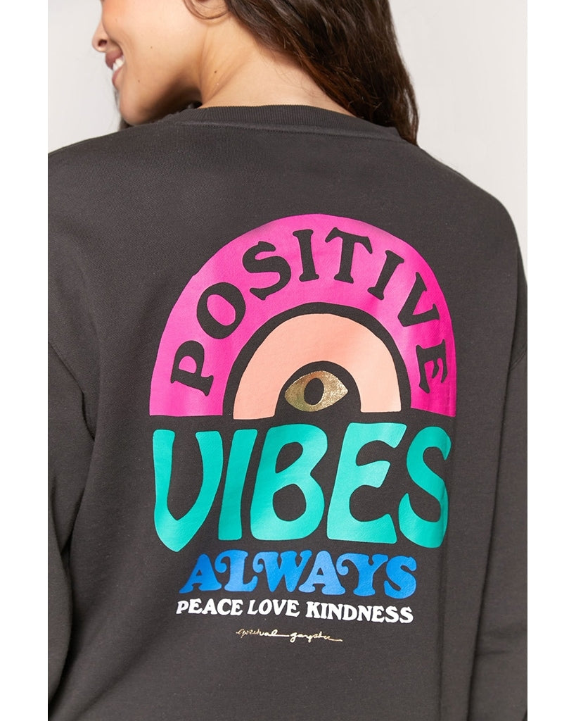 Spiritual Gangster Vibes Mazzy Pullover Sweatshirt - SP10417039 - Womens - Vintage Black - Activewear - Tops - Dancewear Centre Canada