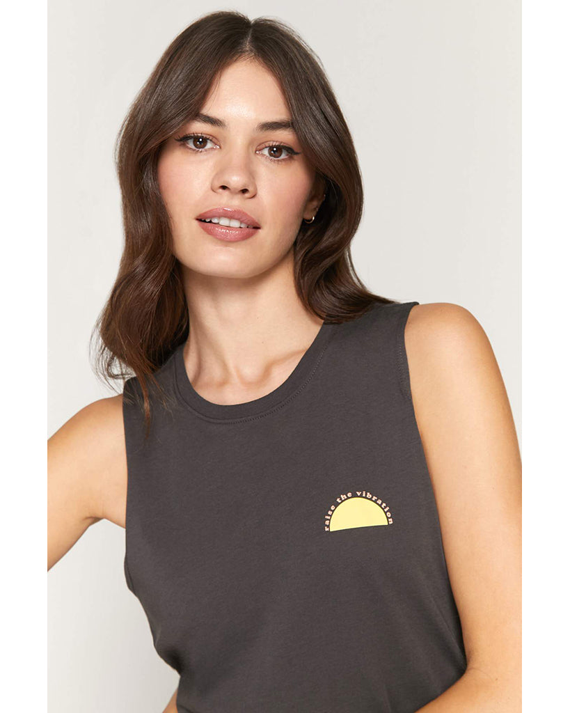 Spiritual Gangster Vibrations Muscle Tank - SU10411066 - Womens - Vintage Black - Activewear - Tops - Dancewear Centre Canada
