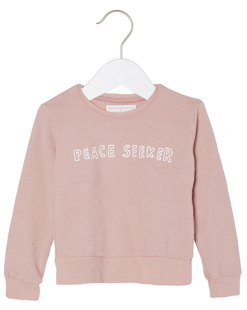 Spiritual Gangster Peace Seeker Crewneck Sweater - Girls - Pink Shell - Activewear - Tops - Dancewear Centre Canada