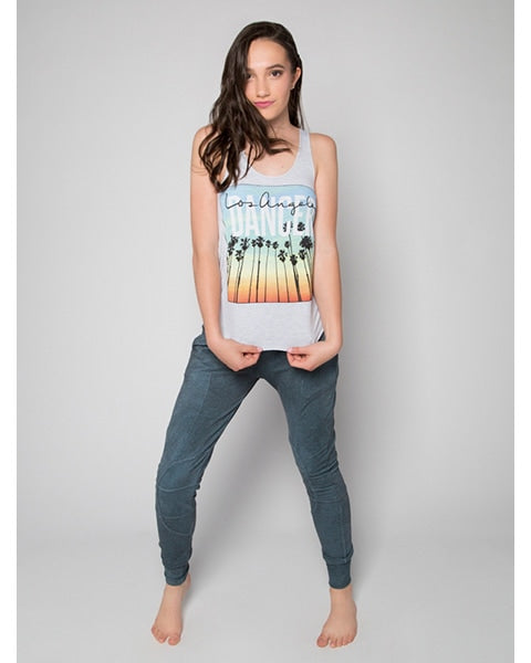 Sugar and Bruno LA Dancer Racerback Tank Top - D8416 Womens - Light Grey