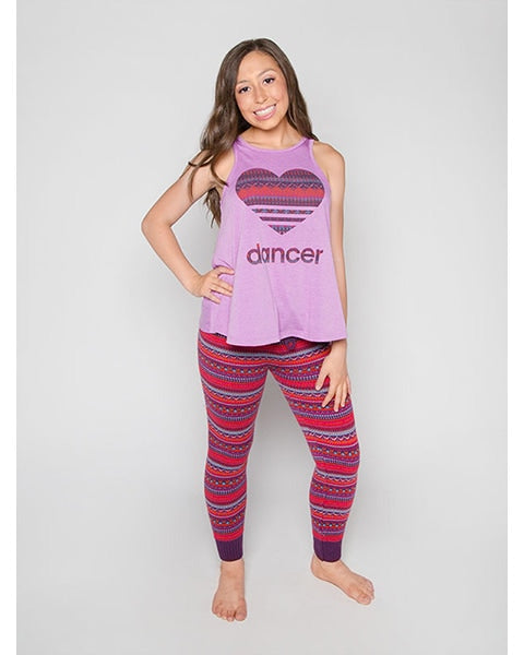 Sugar and Bruno Heart Dancer Everyday Tank Top - D9037 Womens - Heather Purple