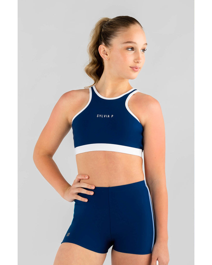 Sylvia P Dual Duty Crop Top - Girls - Navy / White