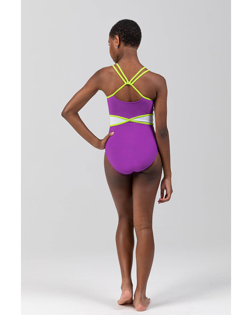 Sylvia P Flare Sleeveless Leotard - Girls - Mulberry / Lime - Dancewear - Gymnastics - Dancewear Centre Canada