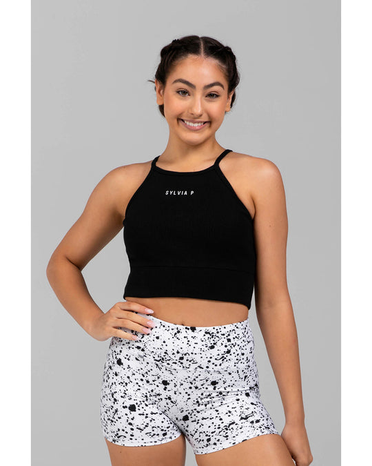 Sylvia P Free Form Cropped Singlet - Girls - Black