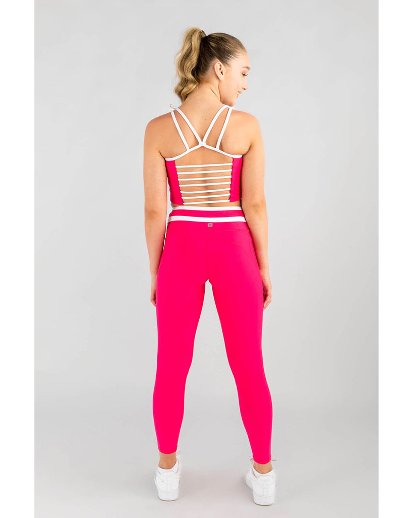Sylvia P Ivy Cropped Singlet Top - Girls - Hot Pink / White