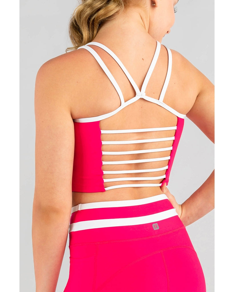 Sylvia P Ivy Cropped Singlet Top - Girls - Hot Pink / White