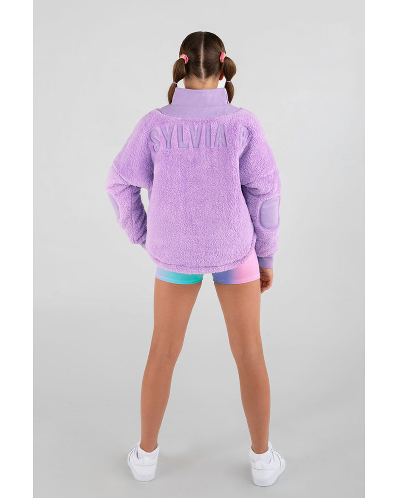 Sylvia P Just Glow Half Zip Sherpa Sweatshirt - Girls - Purple