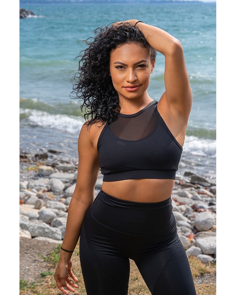 Tendu Active Black Swan Sports Bra - Womens - Black - Activewear - Tops - Dancewear Centre Canada