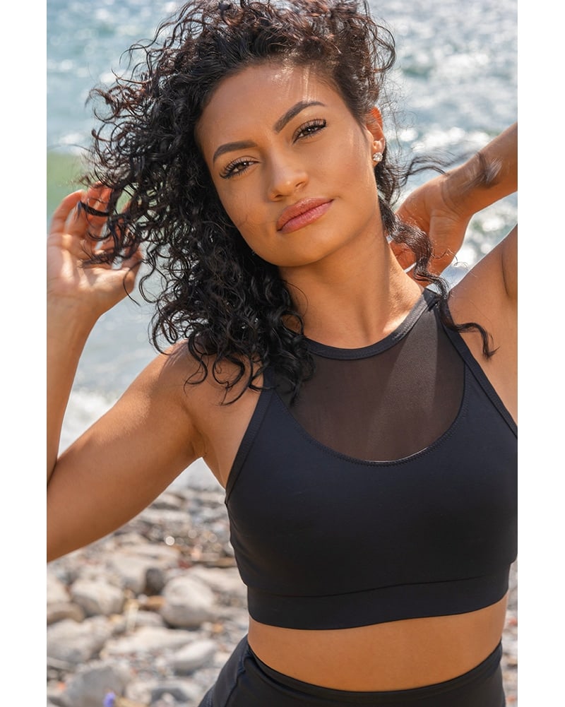 Tendu Active Black Swan Sports Bra - Womens - Black - Activewear - Tops - Dancewear Centre Canada