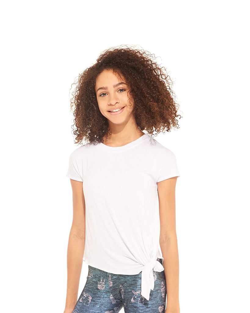 Terez Tie Front Detailed Tee - 1444 Girls - White - Activewear - Tops - Dancewear Centre Canada