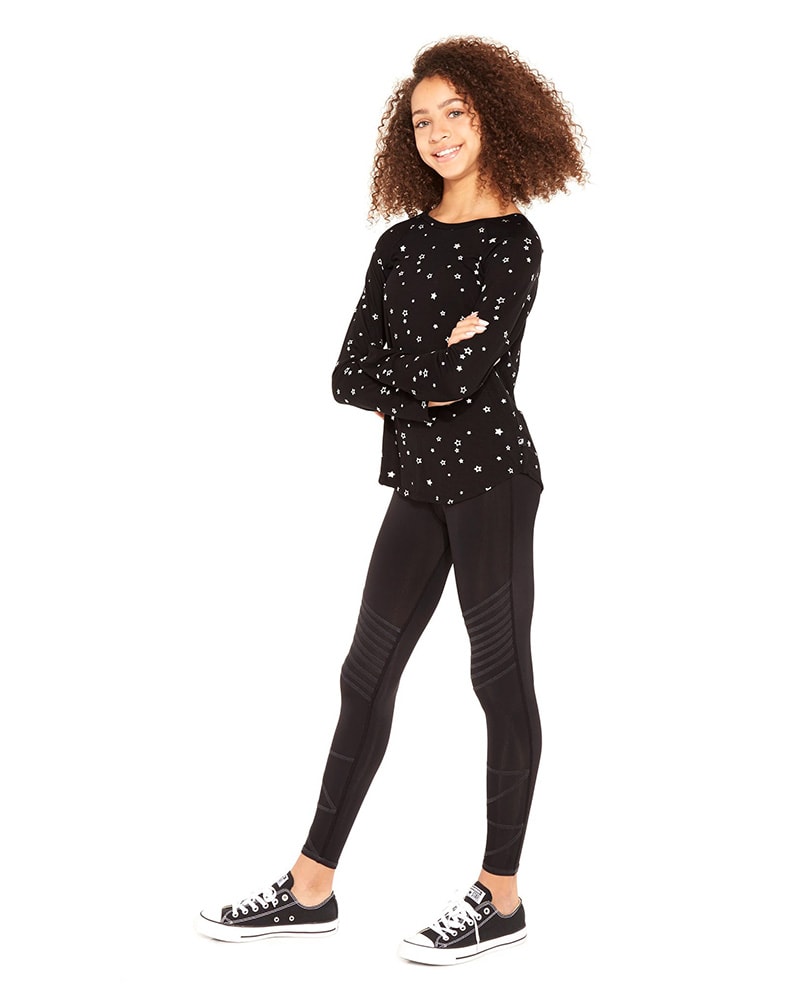 Terez Overlock Stitch Legging - 1118 Girls - Black - Activewear - Bottoms - Dancewear Centre Canada