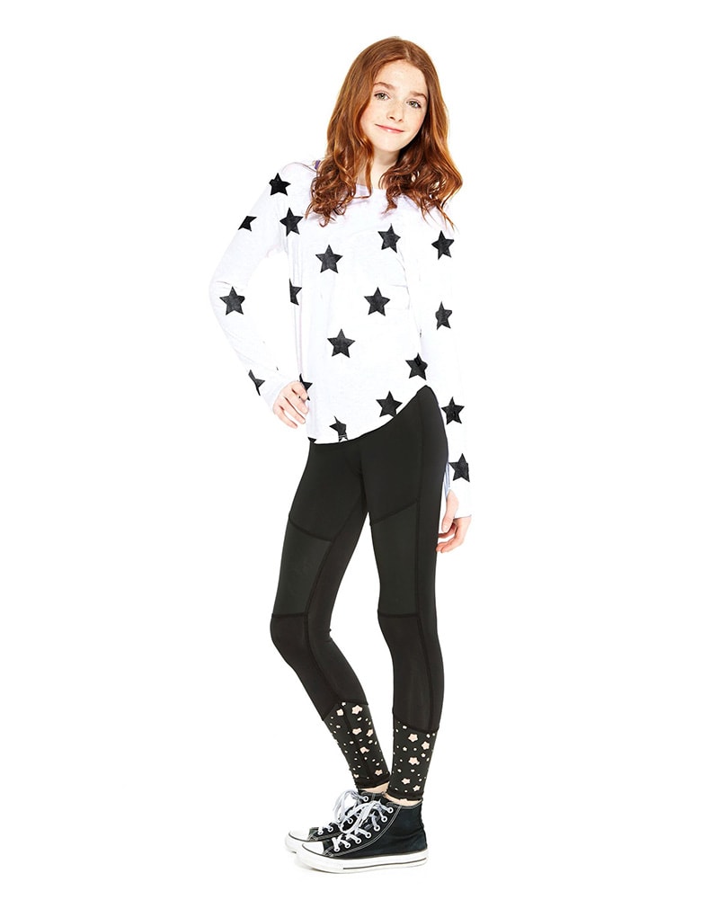 Terez Star Cut Vegan Leather Legging - 1125 Girls - Black - Activewear - Bottoms - Dancewear Centre Canada