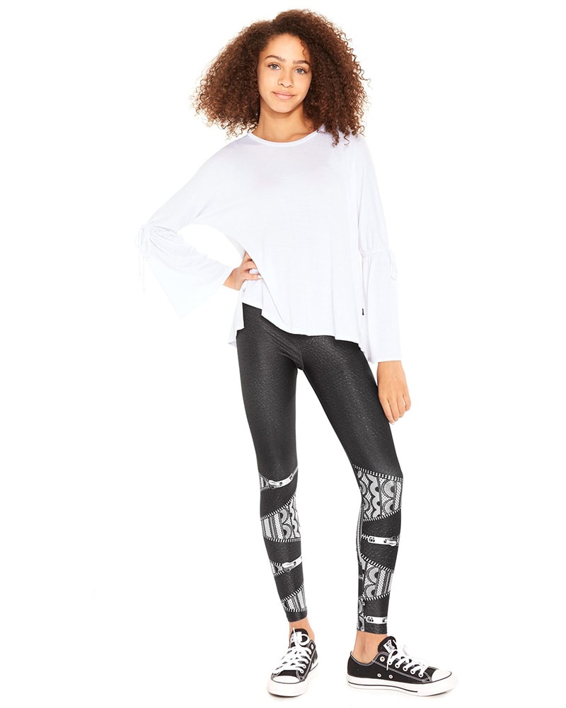 Terez Foil Print Legging - 1117 Girls - Mini Silver Stars/Black