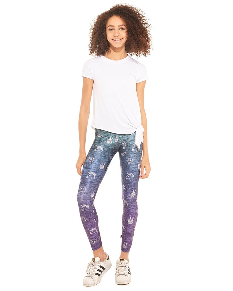 Terez Legging - 7943 Girls - Heathered Ombre Emoji Print - Activewear - Bottoms - Dancewear Centre Canada