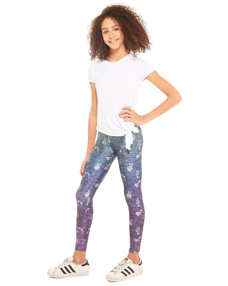 Terez Legging - 7943 Girls - Heathered Ombre Emoji Print - Activewear - Bottoms - Dancewear Centre Canada