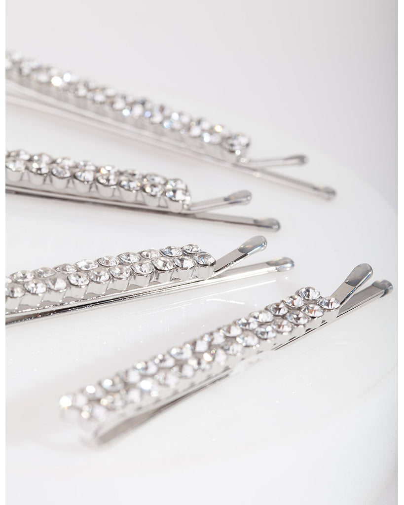 Tiaras + Tendus Two Row Crystal Rhinestone Hair Pins - 2 Pack - Clear - Accessories - Hair Care - Dancewear Centre Canada