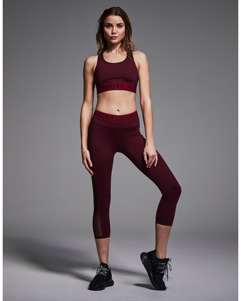Varley Alden Cropped Side Mesh Legging - Womens - Raspberry - Activewear - Bottoms - Dancewear Centre Canada
