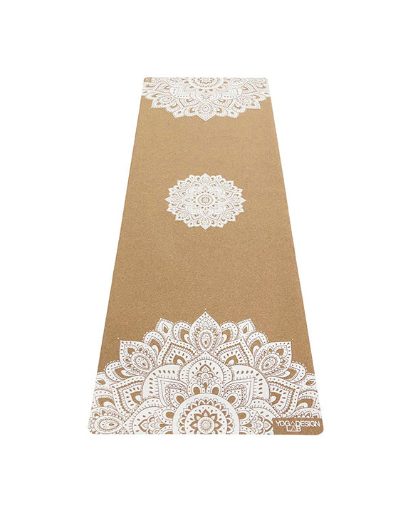 Yoga Design Lab Cork Travel Yoga Mat 1.5mm - Mandala White - Accessories - Yoga - Dancewear Centre Canada