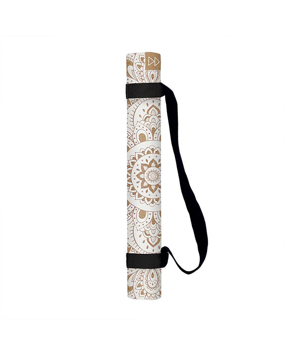 Yoga Design Lab Cork Travel Yoga Mat 1.5mm - Mandala White - Accessories - Yoga - Dancewear Centre Canada