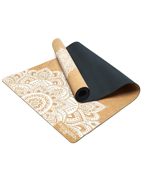 Yoga Design Lab Cork Travel Yoga Mat 1.5mm - Mandala White - Accessories - Yoga - Dancewear Centre Canada