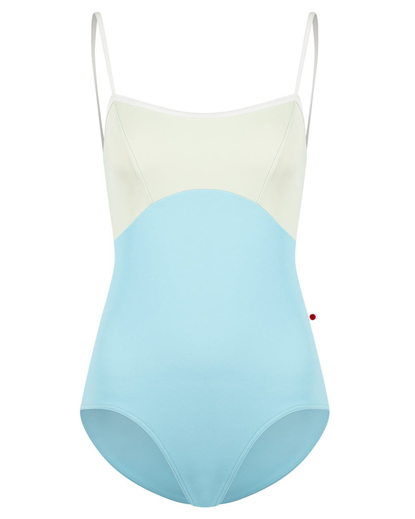 Yumiko Denise Duo Princess Seamed High Cut Camisole Leotard - Womens - Pool / Pistachio / White