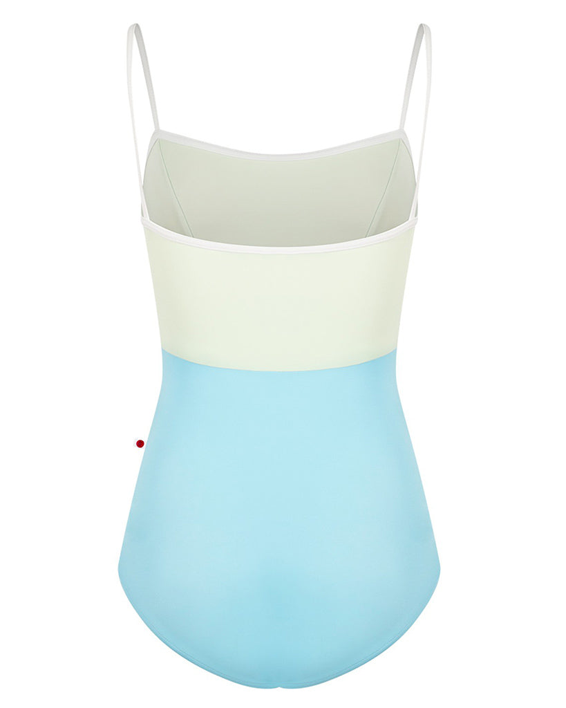 Yumiko Denise Duo Princess Seamed High Cut Camisole Leotard - Womens - Pool / Pistachio / White