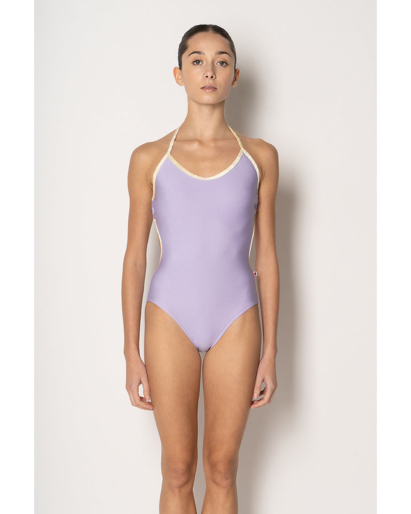 Yumiko Kate Halter Tie Back High Cut Leotard - Womens - Poem / Vanilla