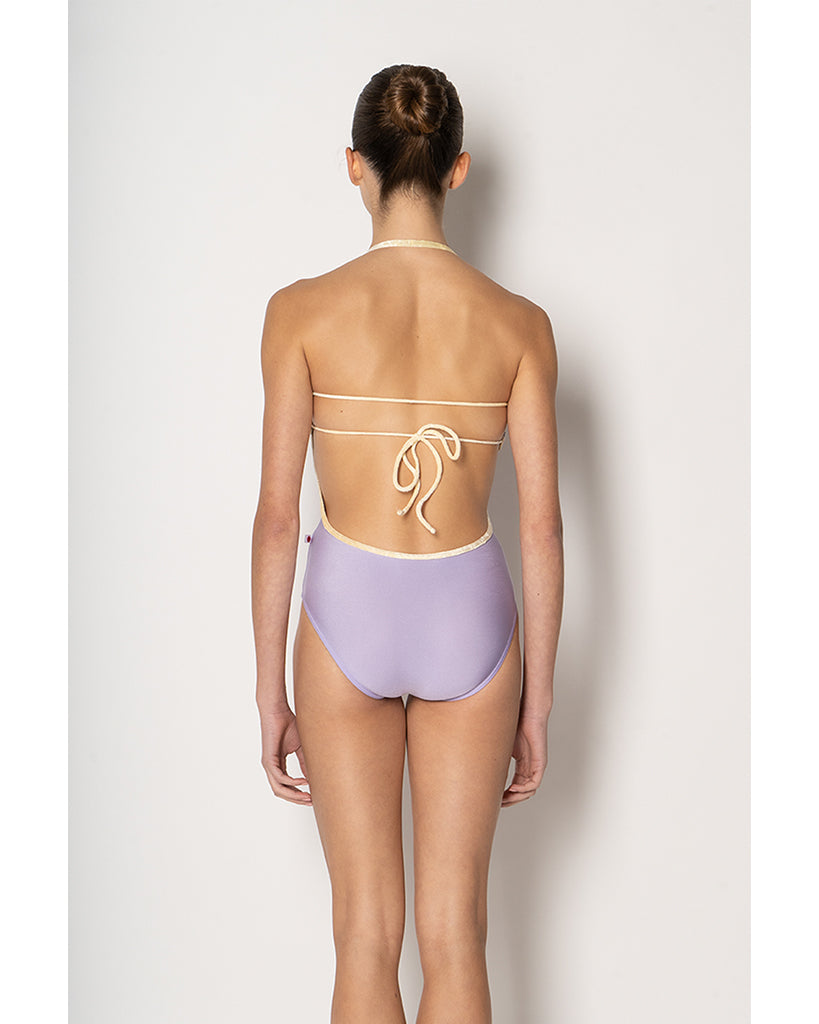 Yumiko Kate Halter Tie Back High Cut Leotard - Womens - Poem / Vanilla