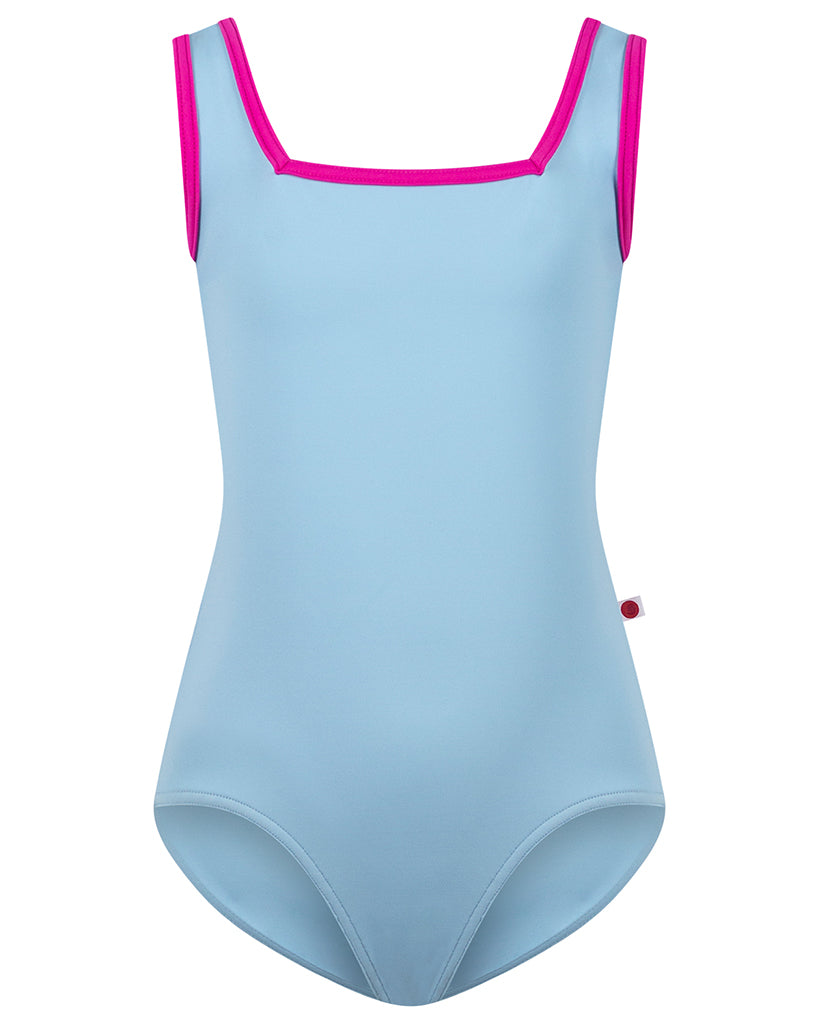 Yumiko Marieke Square Neckline and Back Tank Leotard - Girls - Pool/Ibiza - Dancewear - Bodysuits &amp; Leotards - Dancewear Centre Canada