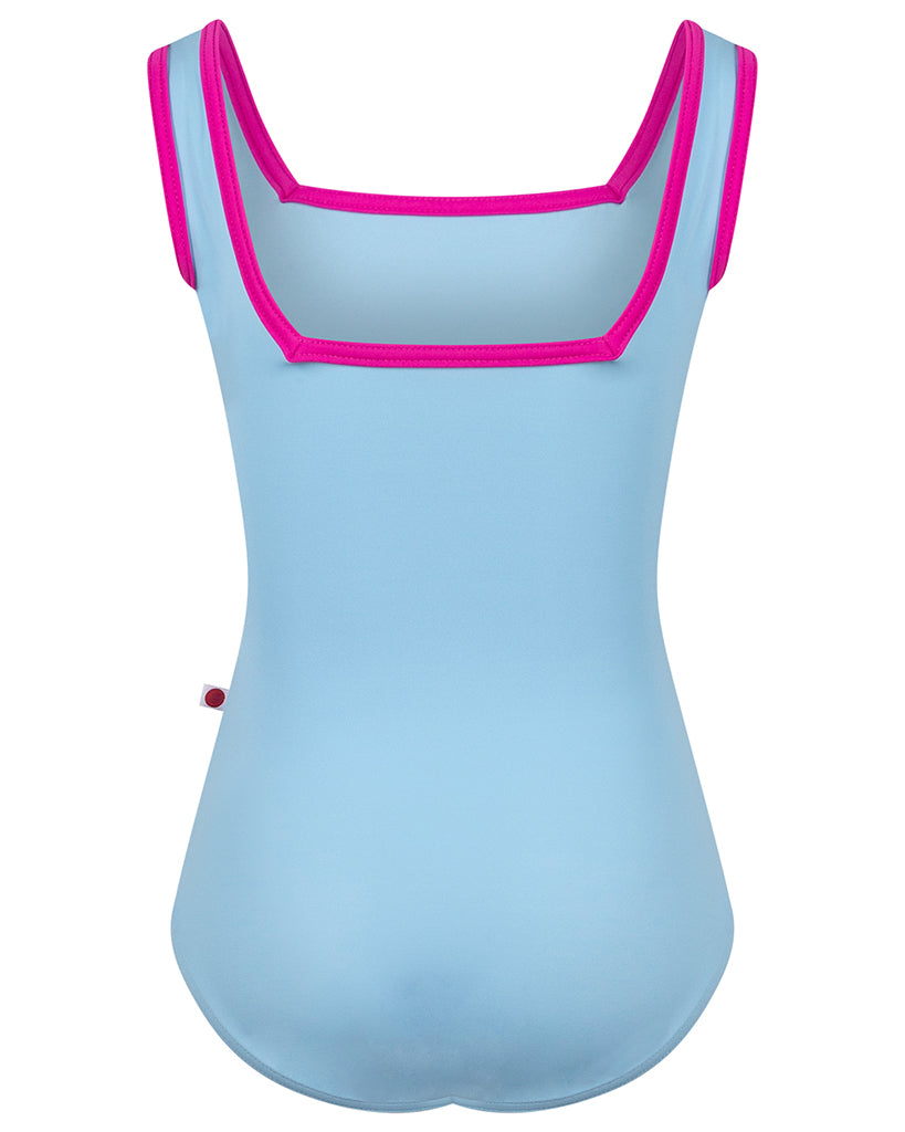 Yumiko Marieke Square Neckline and Back Tank Leotard - Girls - Pool/Ibiza - Dancewear - Bodysuits &amp; Leotards - Dancewear Centre Canada