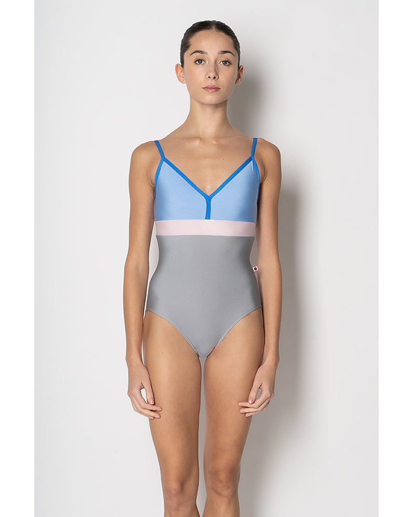 Yumiko Zoe Colour Block V Front High Cut Camisole Leotard - Womens -  Sterling / Moontide / Sky / Rose