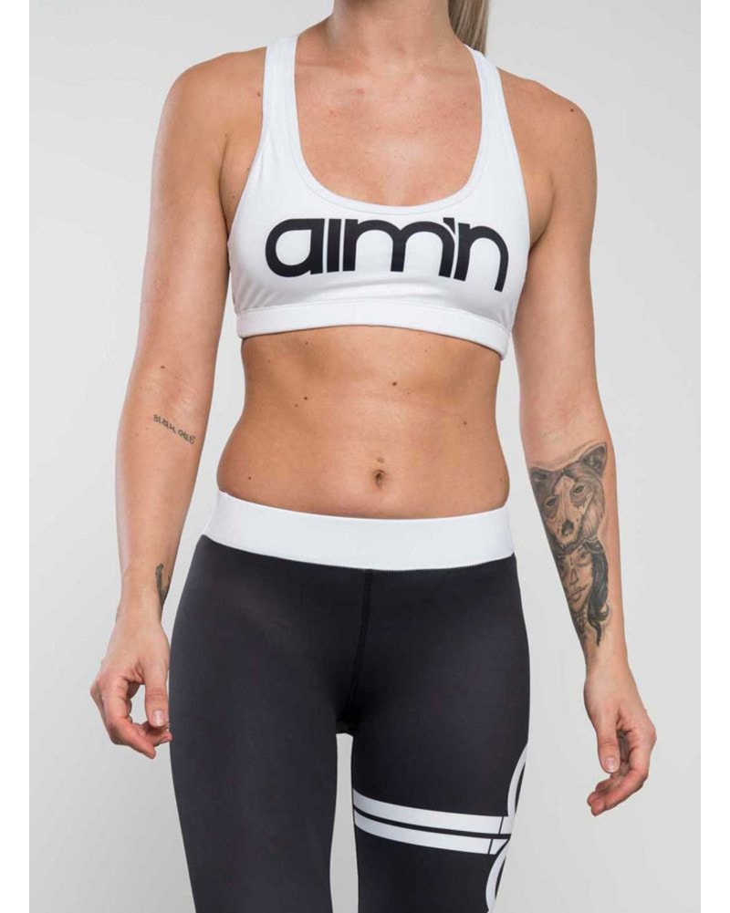 aimn Logo Bra - Womens - White - Activewear - Tops - Dancewear Centre Canada