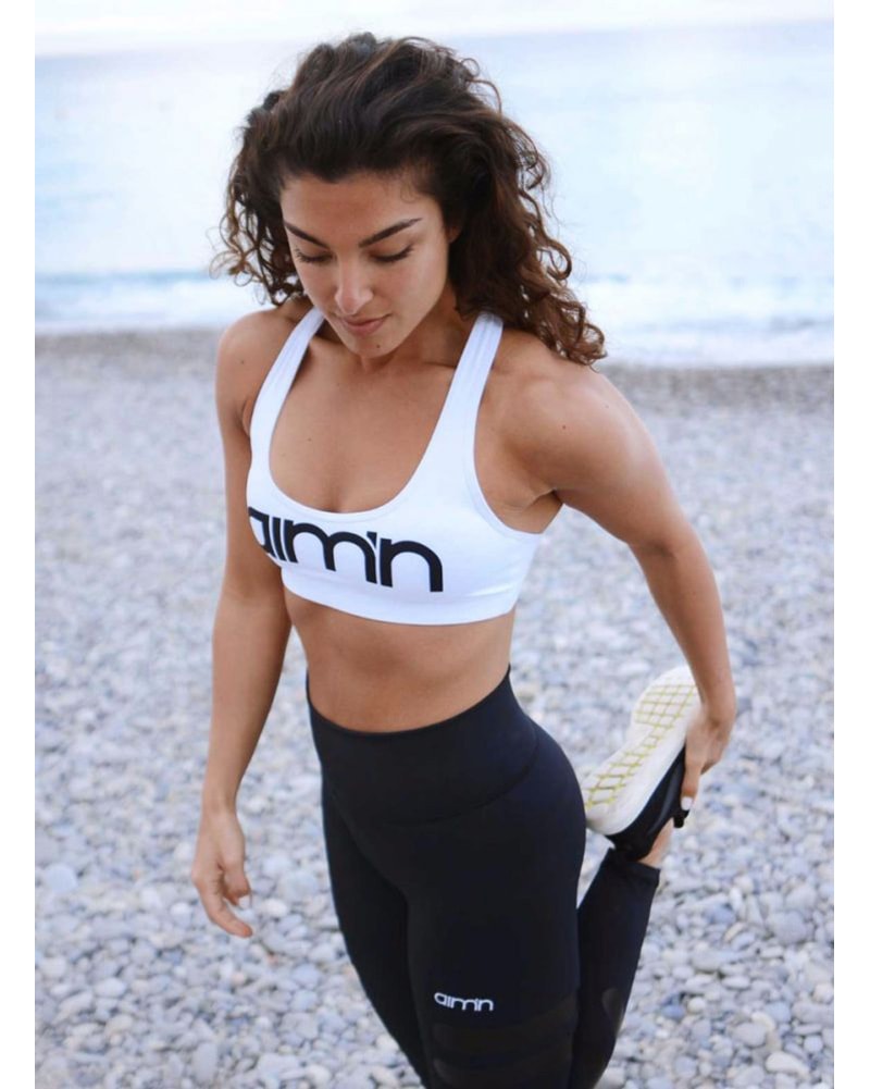 aimn Logo Bra - Womens - White - Activewear - Tops - Dancewear Centre Canada