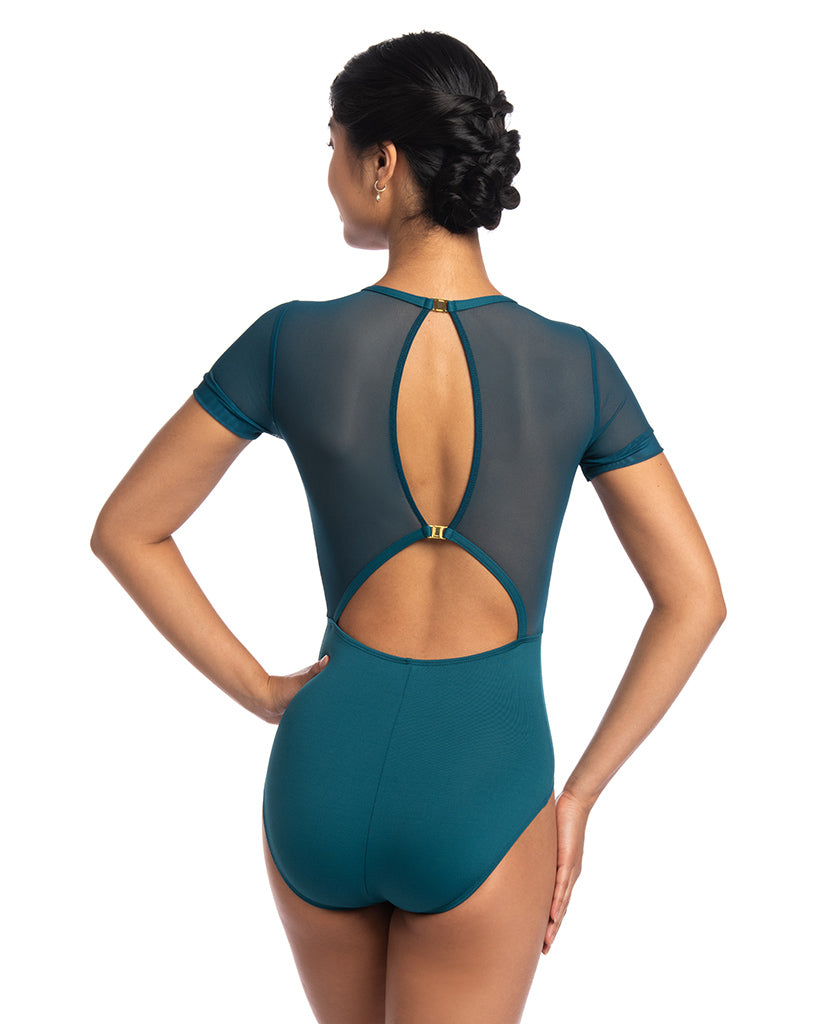 Ainsliewear Renee Mesh Short Sleeve Leotard - 1089ME Womens - Dancewear - Bodysuits &amp; Leotards - Dancewear Centre Canada