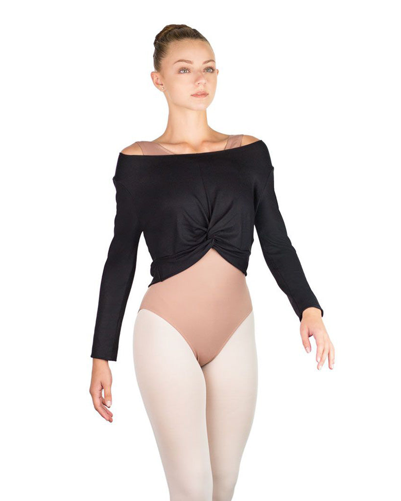 Ballet Rosa Megumi Stretch Bamboo Long Sleeve Twist Crop Top