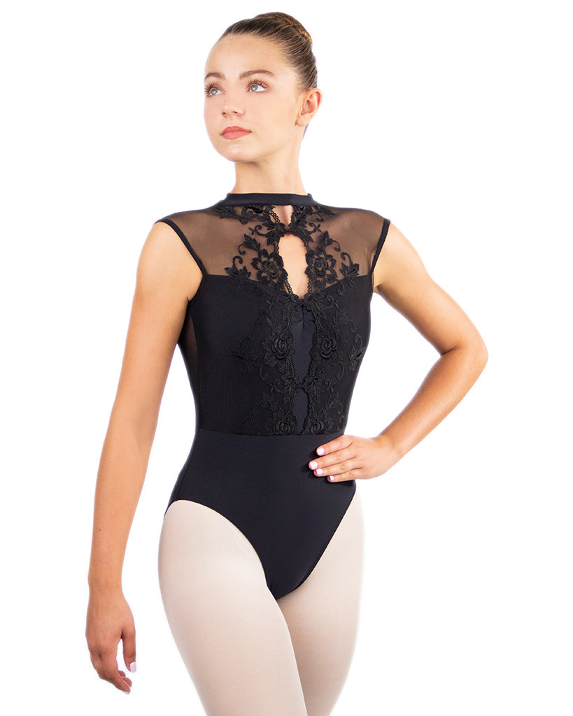 Black lace ballet leotard hotsell