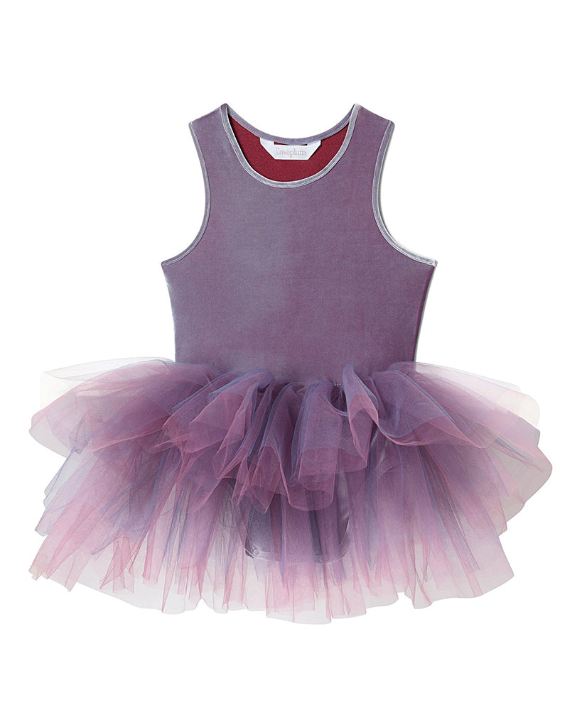 iloveplum B.A.E. Gema Two-Tone Velvet Tutu Dress - Girls - Light Blue / Plum Velvet - Dancewear - Dresses - Dancewear Centre Canada