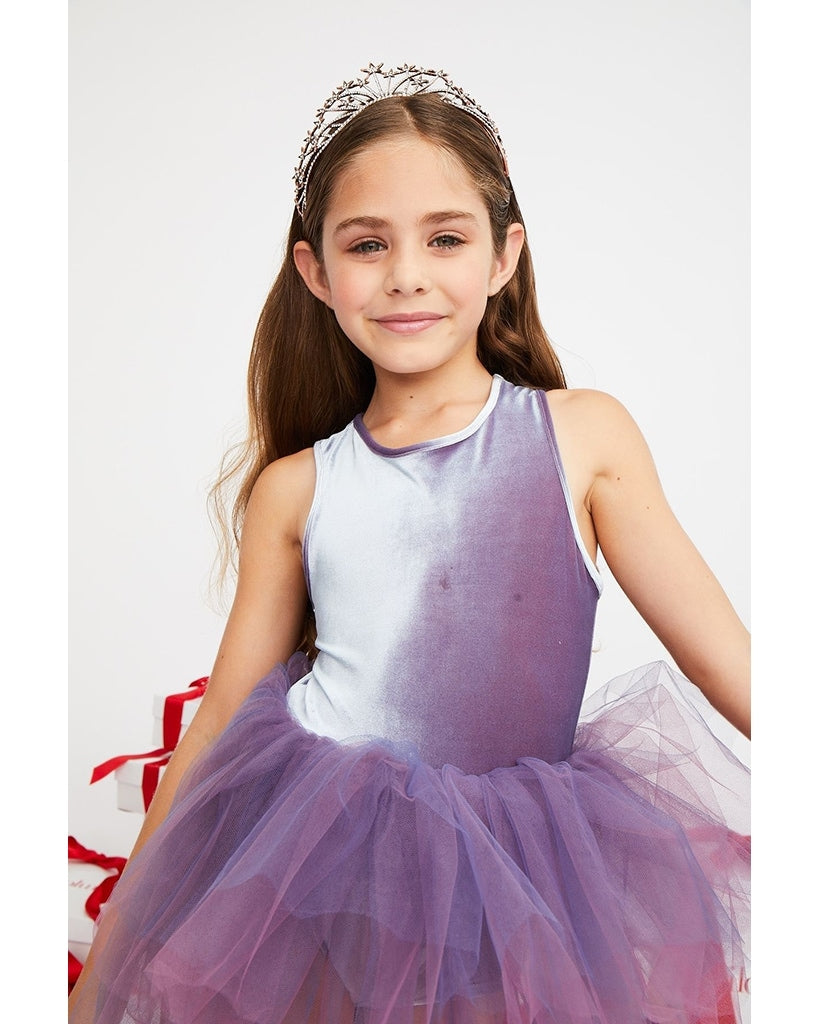 iloveplum B.A.E. Gema Two-Tone Velvet Tutu Dress - Girls - Light Blue / Plum Velvet - Dancewear - Dresses - Dancewear Centre Canada